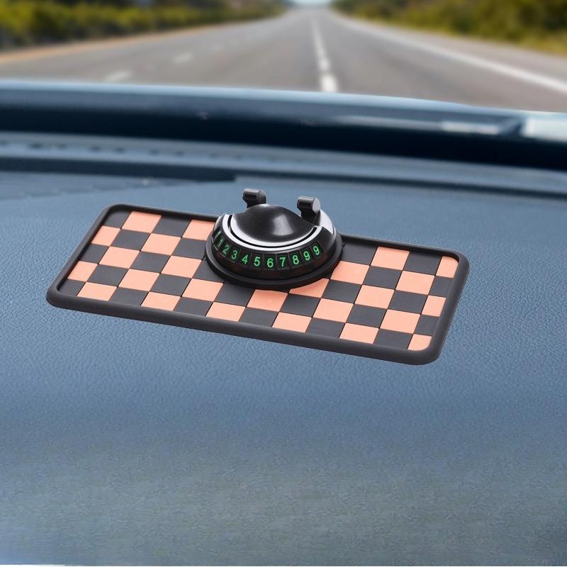 

Car Anti-slip Mat, Rotatable Phone Stand, Center Console, Multi-functional Car Storage Pad, Heat-resistant Centered style чёрный/оранжевый