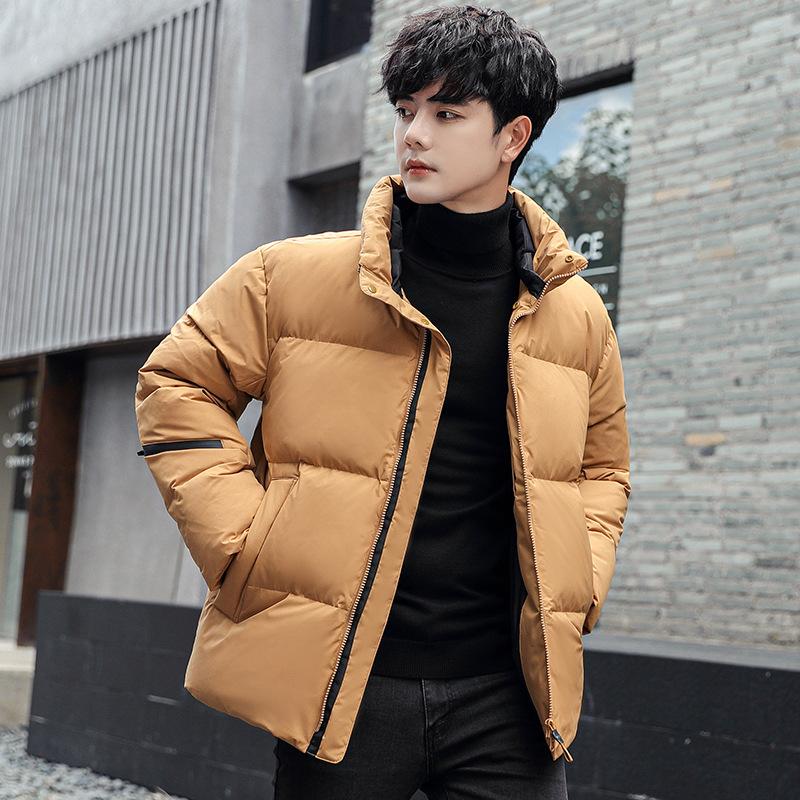 

Winter down jacket men s stand-up collar white duck down Korean version of casual trend thickened warm youth fashion jacket men s clothing XXXL оранжевый