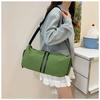 Simple Solid Color Striped Large Capacity Women Shoulder Bag For Daily Use