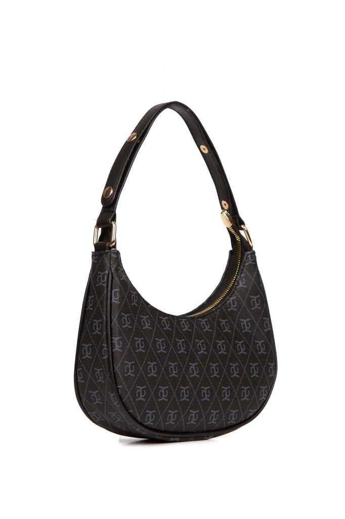 Women's Stylish and Useful Shoulder Bag Women's Patterned Half Moon Handbag and Shoulder Bag