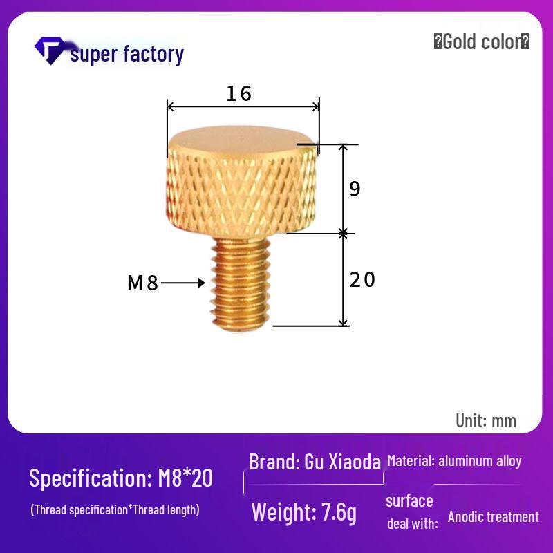 Knurled Aluminum Alloy Hand-Tightening Knob - M3M4M5M6M8 Sizes.