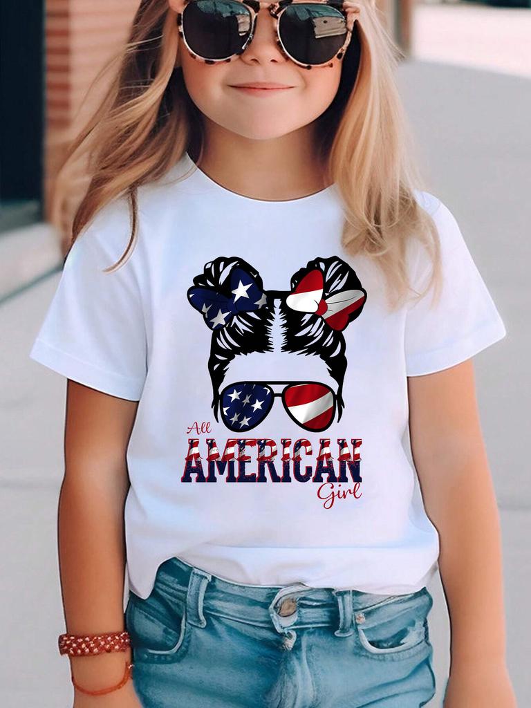 Summer Fashion Girls Short Sleeve T-Shirt Printed Casual Versatile Top