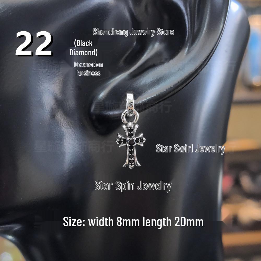 Cercei atârnători New Cross G-Dragon cu diamante colorate pentru bărbați și femei, Cupru alb, Argint thailandez, Ac din argint s925