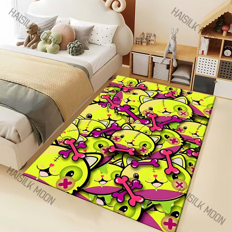 

Zombie Cat Print Cartoon Carpet for Living Room Bedroom Bedside Floor Mat Cloakroom Sofa Area Rugs Halloween Decorations 40x60cm
