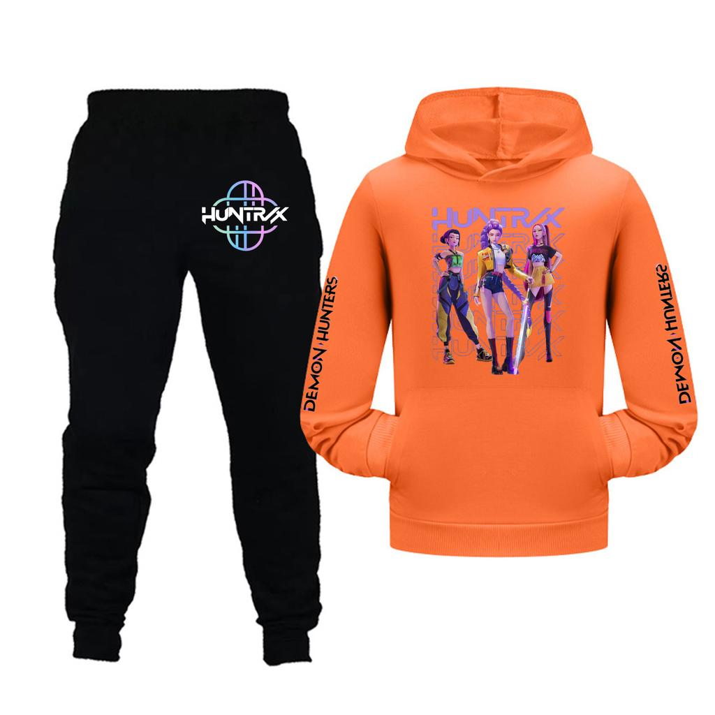 Kids Girls Long Sleeve Hooded Sweatshirt And Pants Set For Toddler And Big Kids 2Pcs Outfits