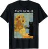 Van Gogh Schwarze Katze mit Sonnenblumen Lustiges Katzen-T-Shirt Unisex T-Shirt