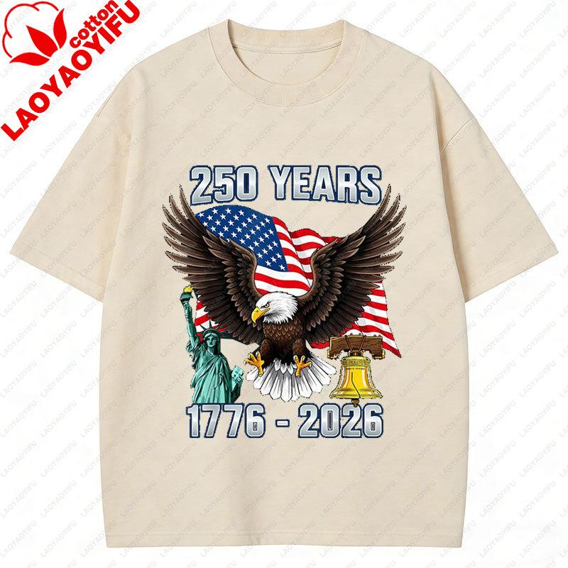 USA 250th Anniversary T Shirt America 250th Anniversary Celebration Birthday Cotton Short Sleeved Graphic T Shirts Camisetas