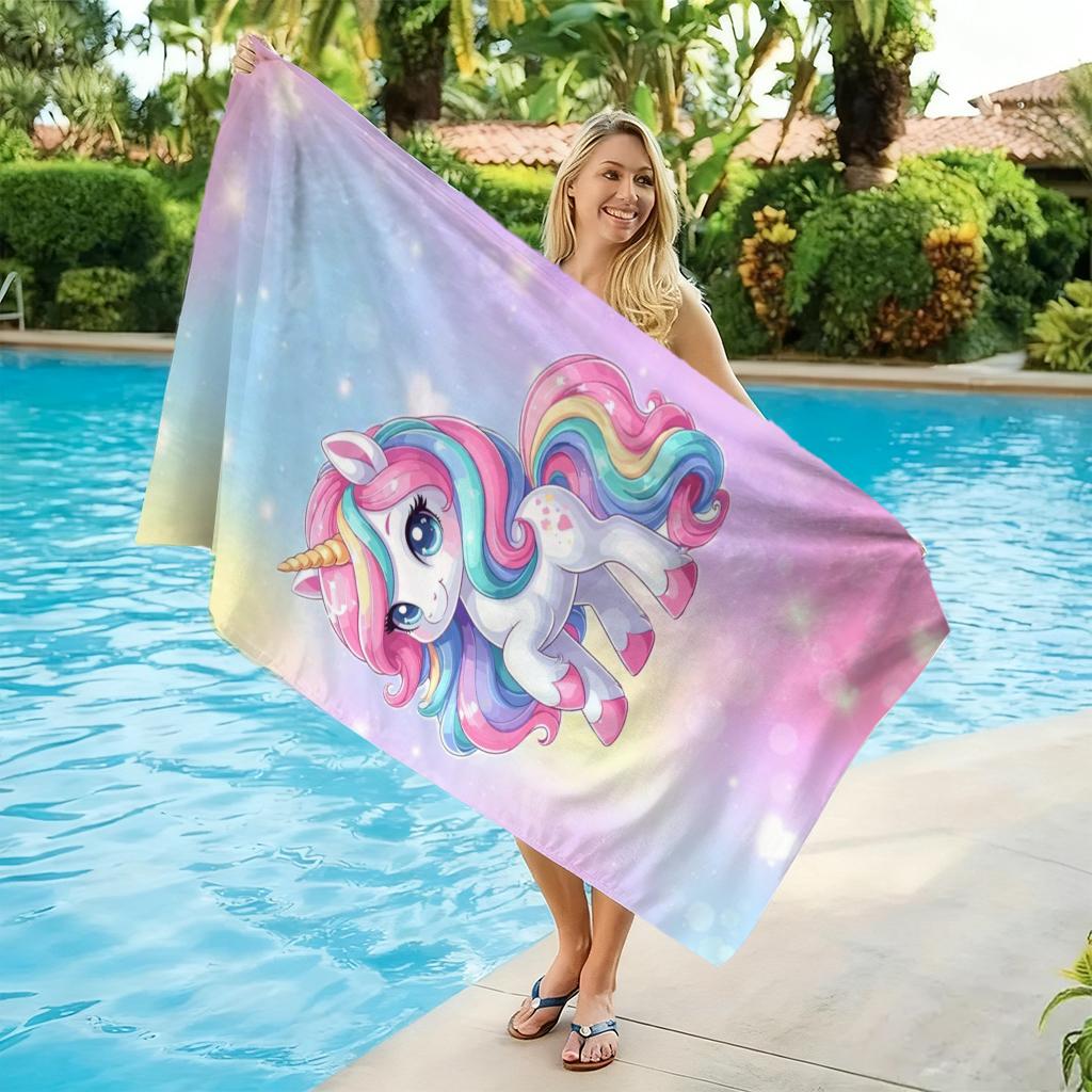 1pc Rainbow Unicorn Beach Towel Quick-drying Towel Super Absorbent Suitable for Beach Vacation Pool Summer Gift for Friends