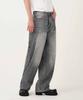 Akeusi Loose Washed Balloon Fit Wide Denim Pants Unisex (Black Wash)