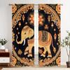 2 stuks Thaise Olifant Print Gordijnen - Levendig Bloemen- en Geometrisch Ontwerp, Verduisterend Stof, Stangzak Ophanging, Machinewasbaar
