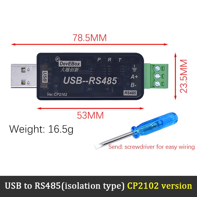 NEW CH340 CP2102 USB To RS485 Serial Port Industrial grade1500VRms Transmission Distance Up To 1200 Meters Tested Under 9600bps