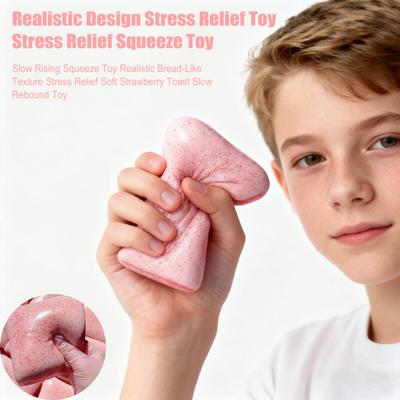 Slow Rising Squeeze Toy Realistic Bread-Like Texture Stress Relief Soft Strawberry Toast Slow Rebound Toy