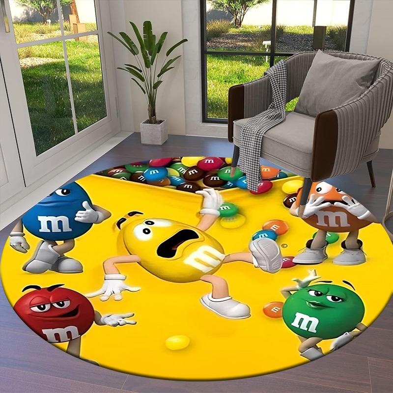 M&M's Round Area Rug,Carpet Rug for Living Room Bedroom Sofa Playroom Decor,Non-slip Floor Mat