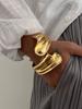 DIEZI Punk Hip Hop Gold Color Leaves Geometric Metal Wide Cuff Bangles Bracelets Fashion Spring Bangles For Women Men Jewelry