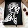 French Retro Polka Dot Long Silk Scarf Women's Spring and Summer Fashion Temperament Versatile High-end Scarf Headband Streamer Belt