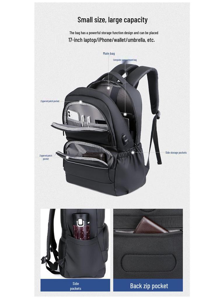 Men's Large-Capacity Waterproof Commuter Backpack for Business, Travel, and School