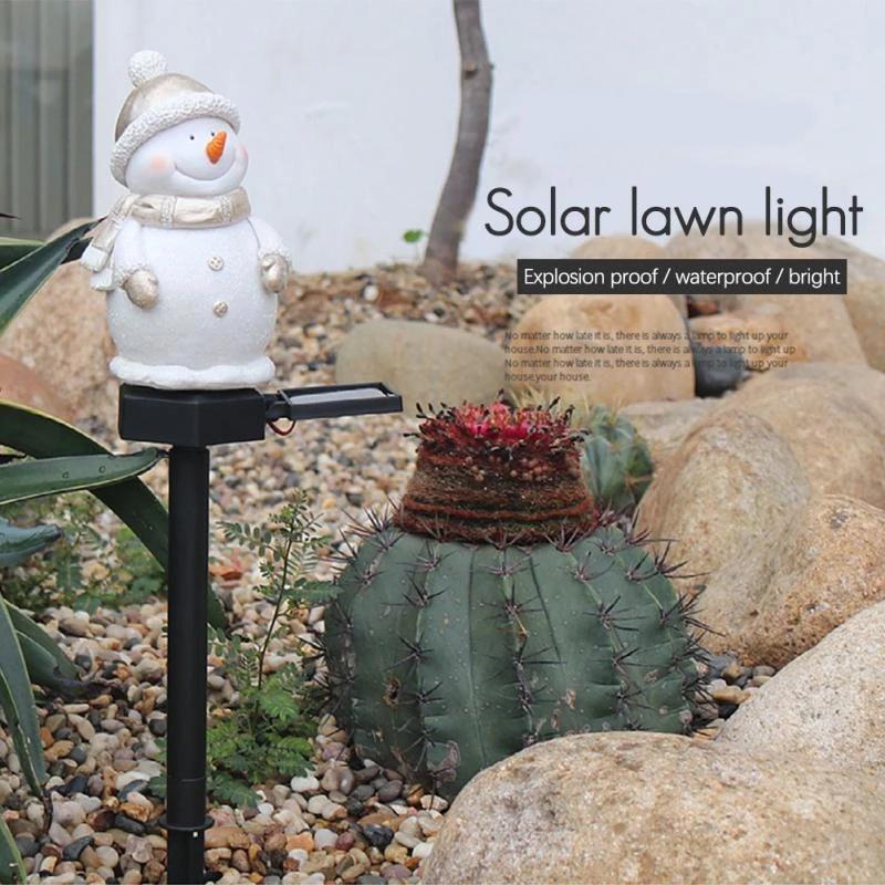 LED Solar Rasenleuchten für Außenbereich Harz Schneemann Rasenleuchten Feiertag für Weihnachten Rasen Garten Landschaft Leuchtende Lampe