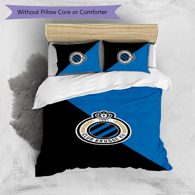 Set Biancheria da Letto 3 Pezzi Stampato FC Club Brugge Traspirante Copripiumino con Federe Biancheria da Letto Decorativa per Camera da Letto Casa