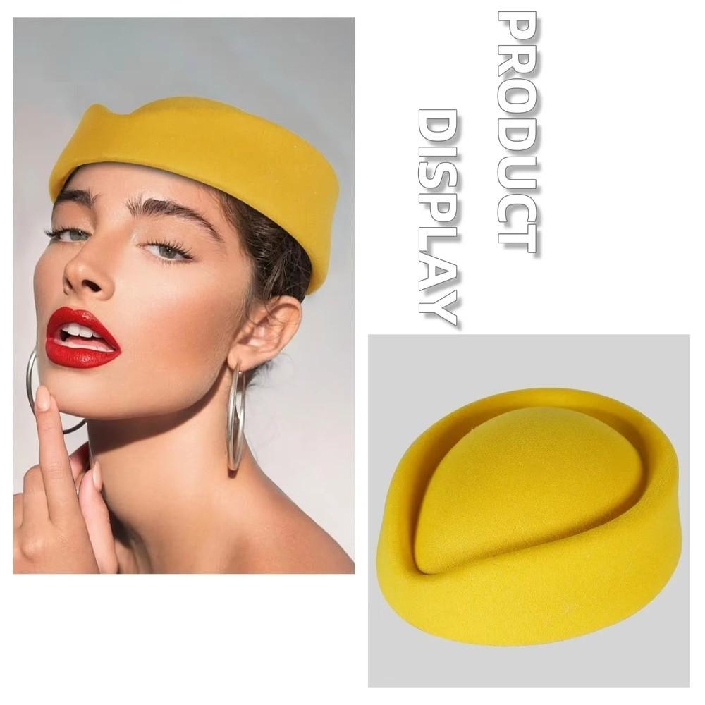 British Retro Stewardess Hat Solid Pillbox Cap Versatile Top Hats  Women Headwear