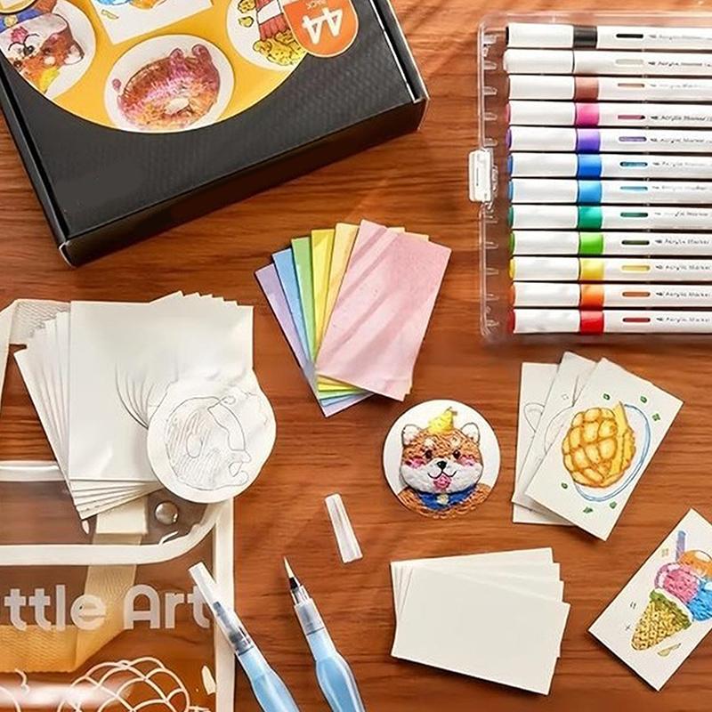With Drawing Pens Magics Texture Painting Kit With 10 Foam Paint Paper 12 Markers DIY Bubble Drawing Pens For Painting Art Craft