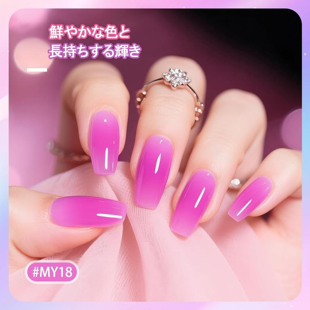 JODSONE Nail Polish Includes Base Top Jelly Perfect for Holiday Gifts and 10-Color Set Semi-Transparent Blue, Purple, Red, Pink. & Coat. Fast-Drying,