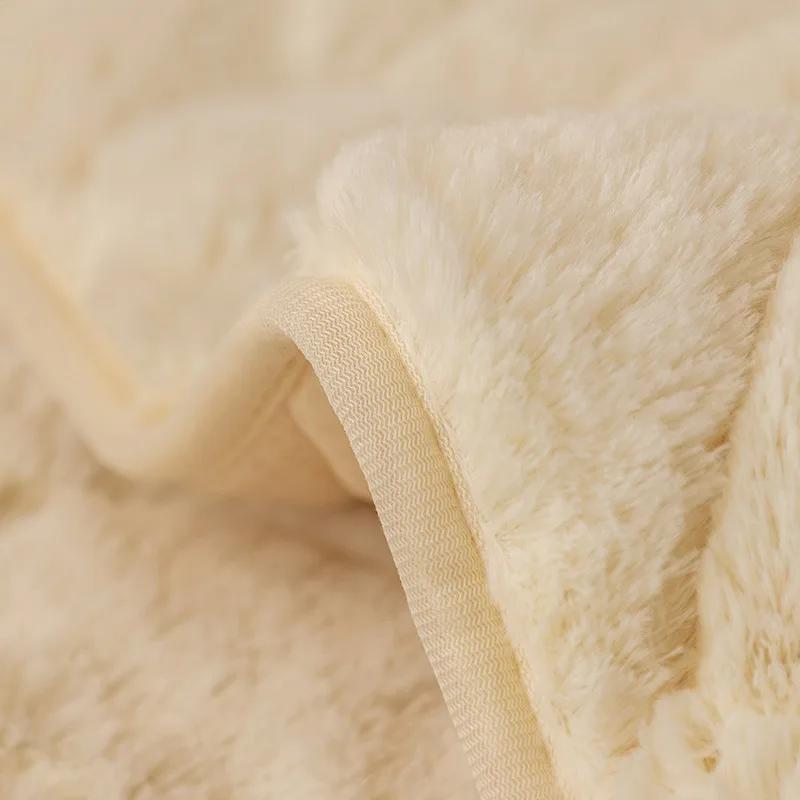 Thick Plush Couch Cushion Solid Color Stripes Sofa Towel Anti-slip Bay Window Mat for Living Room Decor Combination Sofa Cover