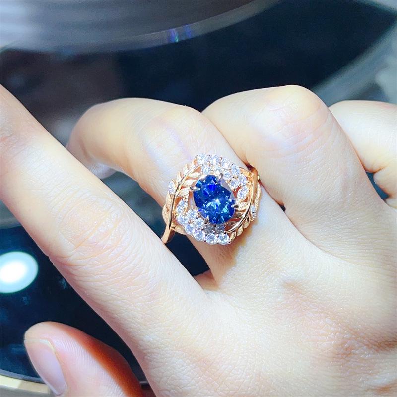 Honey Stew 2 Carat Oval Cut Moissanite Women's Ring in Silver and Gold with Diamond Accent - European American Style