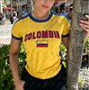 Maglia da Calcio Y2k Stile Colombiano Girocollo alla Moda Streetwear T-shirt a Maniche Corte Versatile Top Casual Estiva T-shirt da Donna