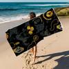 Luxe Premium Zwart Goud Patroon Bloemen Microvezel Sneldrogende Strandhanddoek Mannen Vrouwen Zacht Absorberend Extra Grote Handdoeken Kampeer Mat