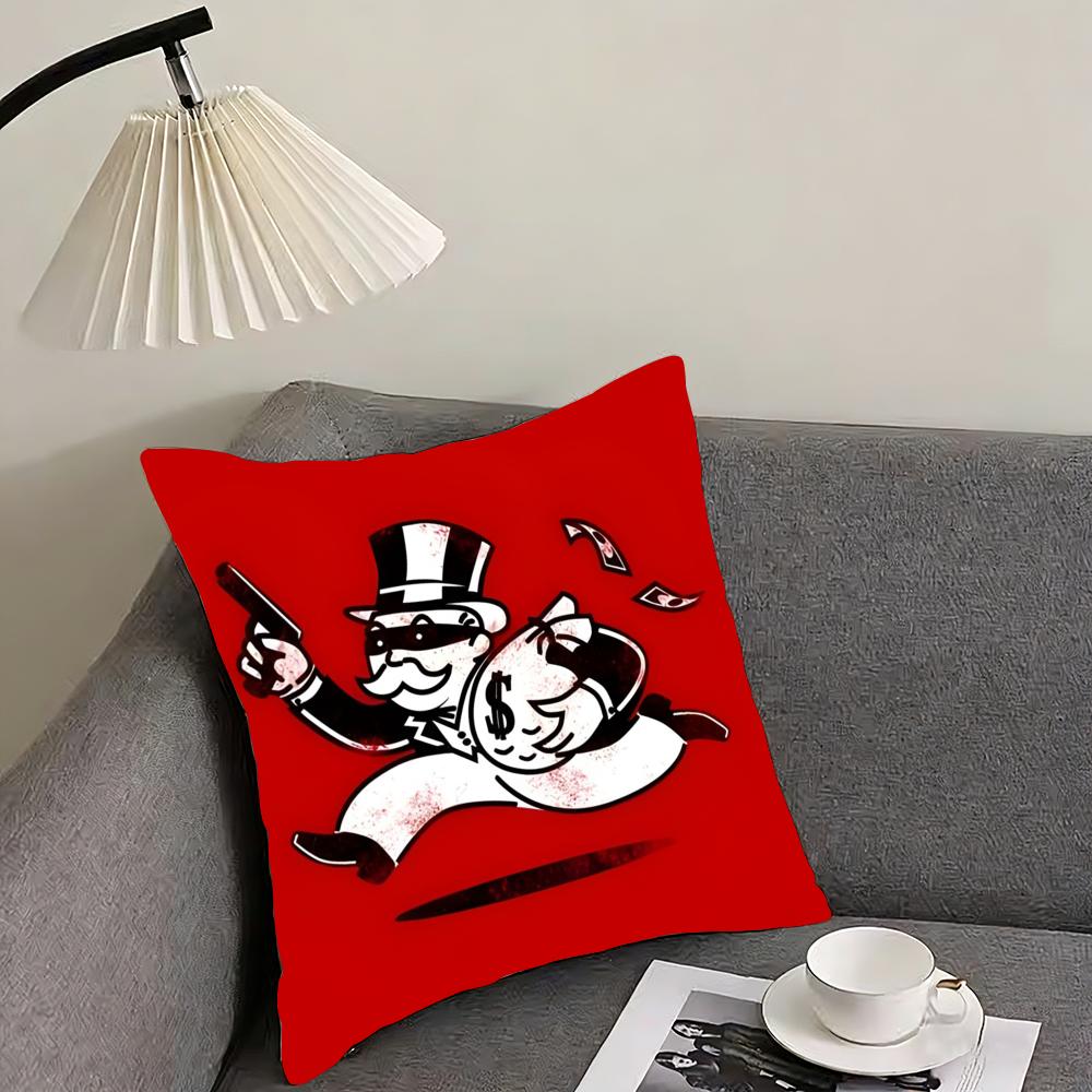 Monopoly Cushion Cover Reversible Plush Pillow Cover – For car, sofa, bedroom, perfect as a gift.