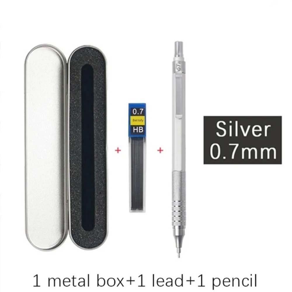 Hochwertiges Metall-Druckbleistift-Set, 0,5 0,7 mm Druckbleistift, geeignet zum Zeichnen, Büro