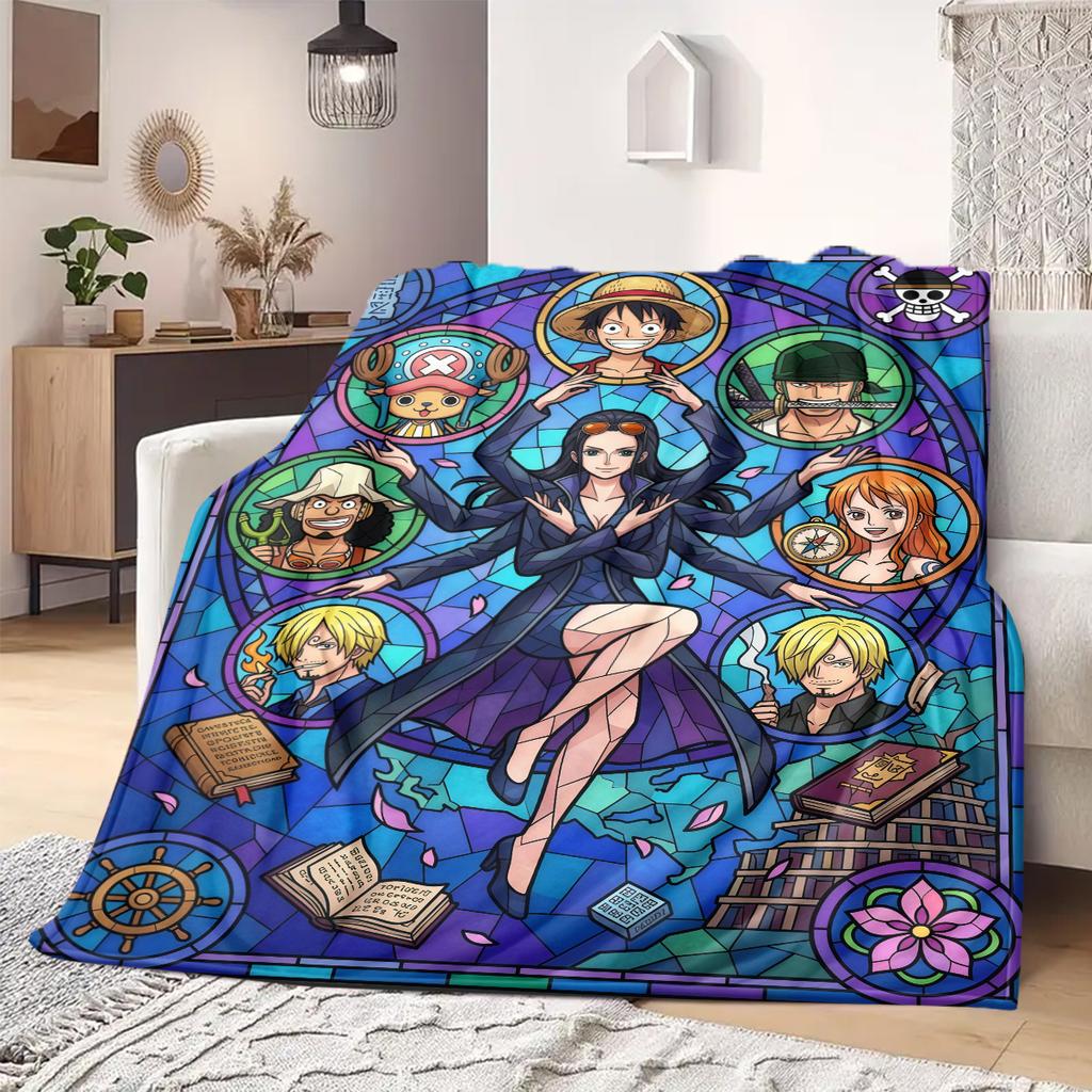 OnePiece Anime Print Blanket Warm Comfortable Flannel Blanket Suitable for Bedrooms, Sofas, Beds, Chairs, Picnics, Travel