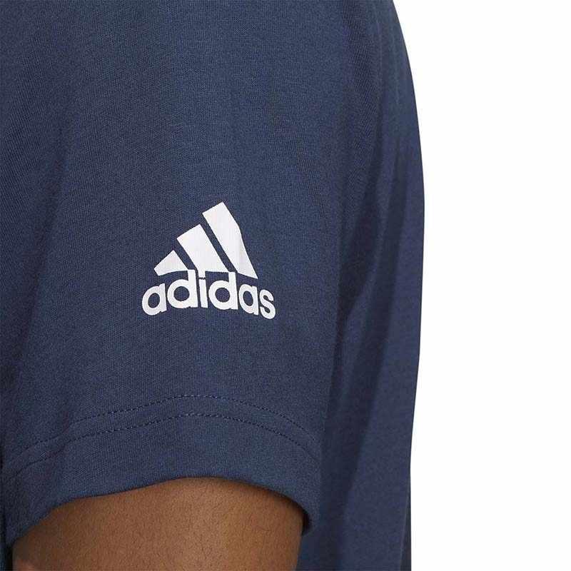 Adidas T Shirts Men's Dark Blue Crew Neck Moderate Straight Fit HJ9883