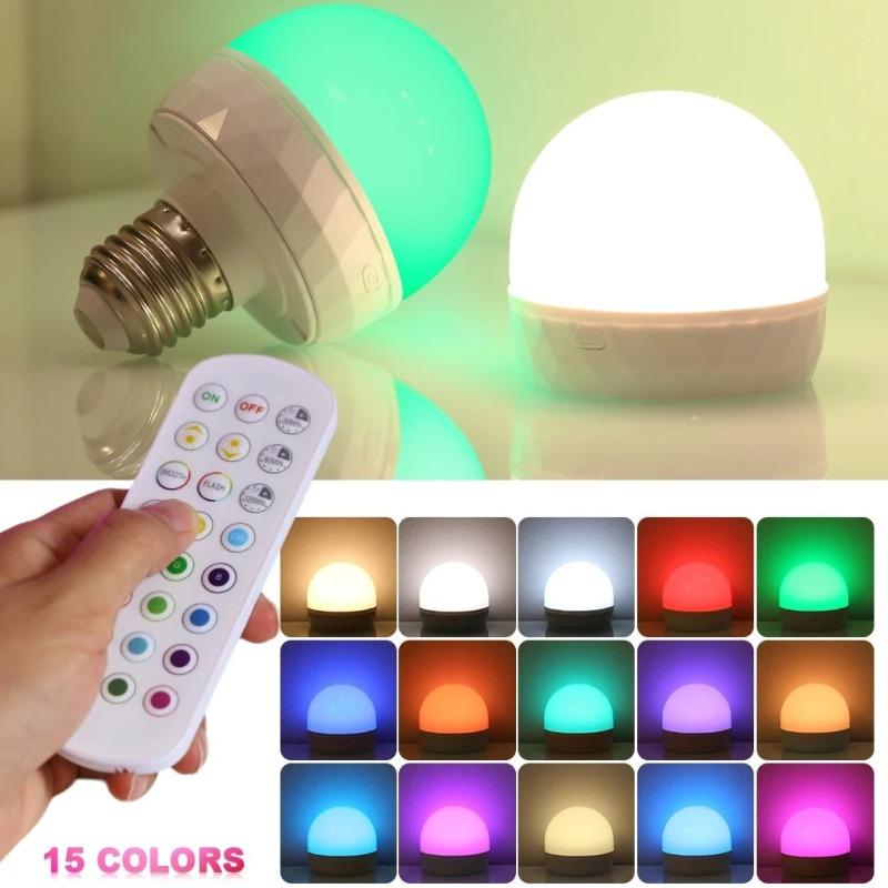 E27 LED-Glühbirne RGB USB-wiederaufladbar 5V-Ladung Intelligente Fernbedienung Campingausrüstung Party Für Zuhause LED-Lampen Lampe