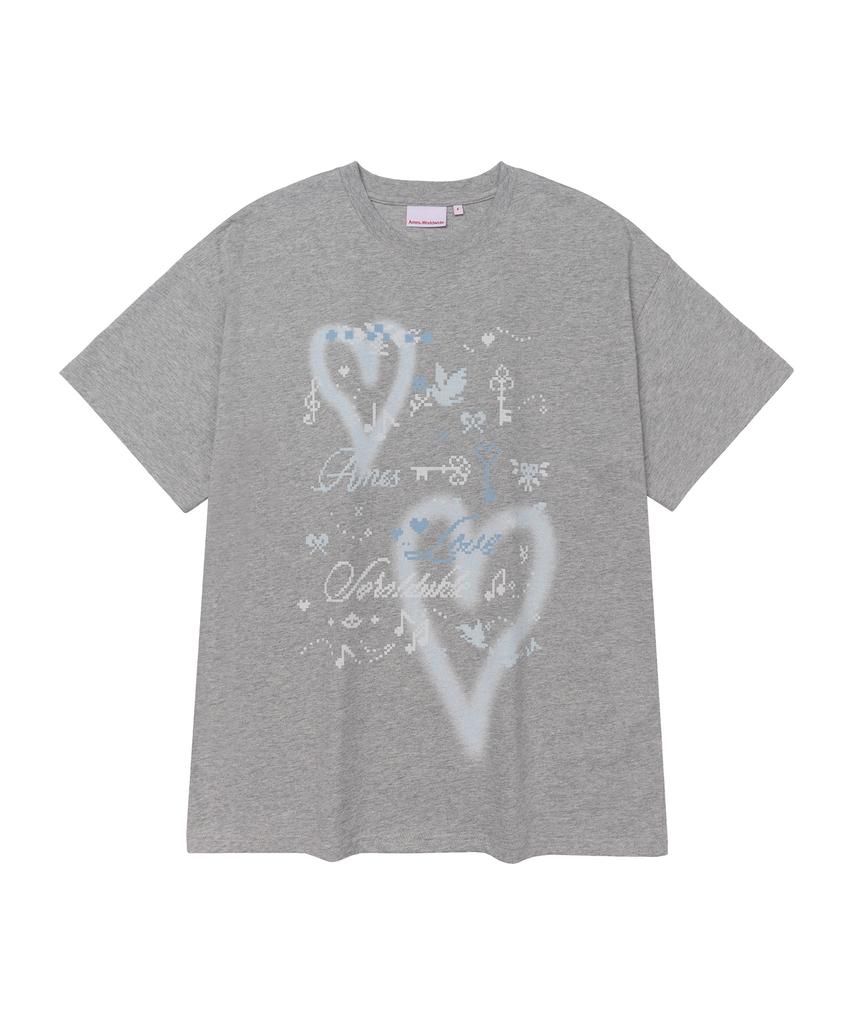 AMES-WORLDWIDE Heart Pixel Art Tee Gray
