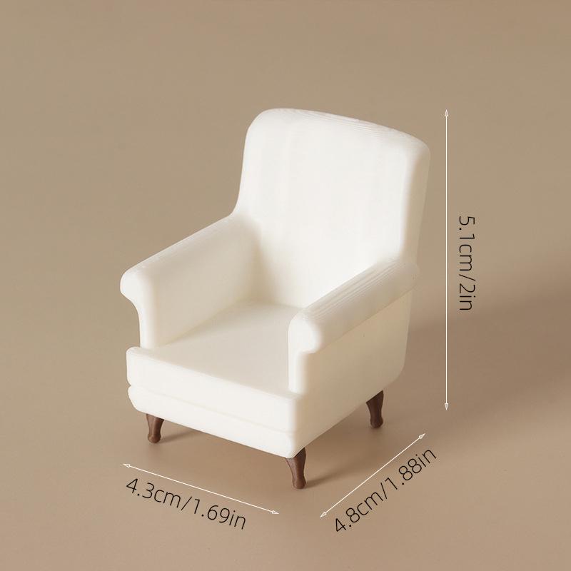 1/12 Dollhouse Mini White Sofa Model Dollhouse Simulation Furniture Decoration Dolls House Scene Ornament Pretend Play Toys