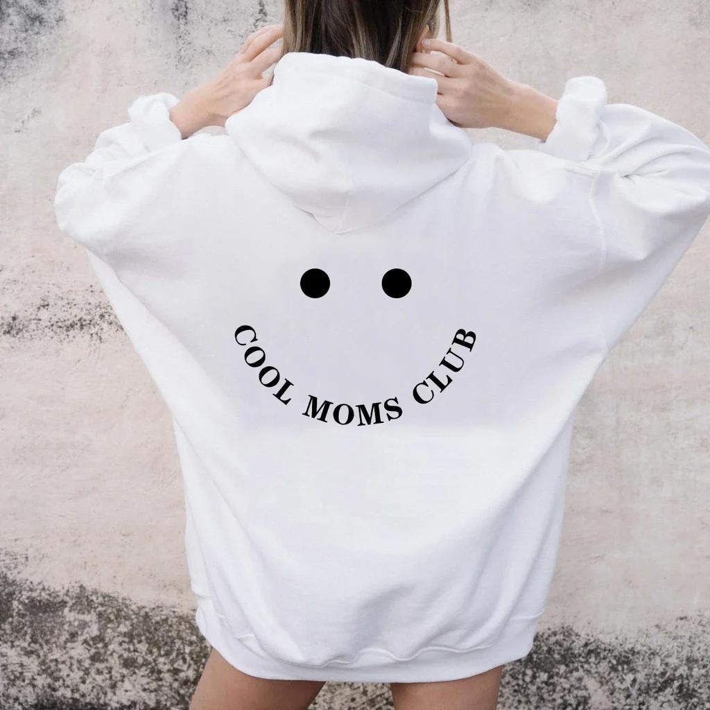 COOL MOMS CLUB Print Loose Pullover Hoodie Women Hoody Sweatshirts Pullovers Quote Fashion