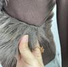 Millennial Hot Girl Fur Patchwork V-Neck Long Sleeve Slimming Top 23326