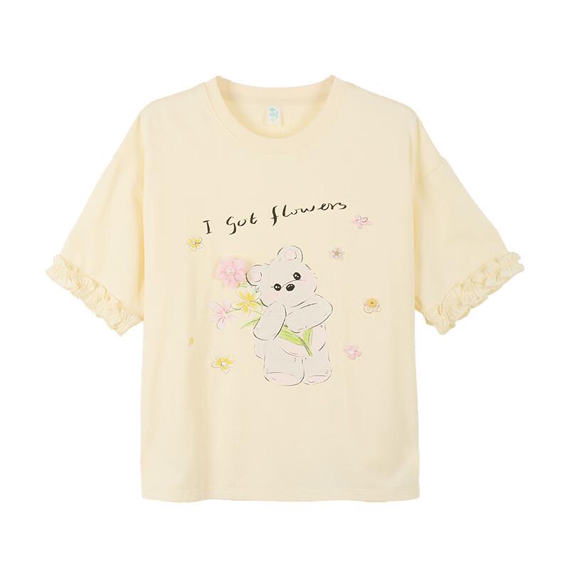 Little Yinman Girls' 10A Antibacterial Cotton Blend Printed Short Sleeve T-Shirt