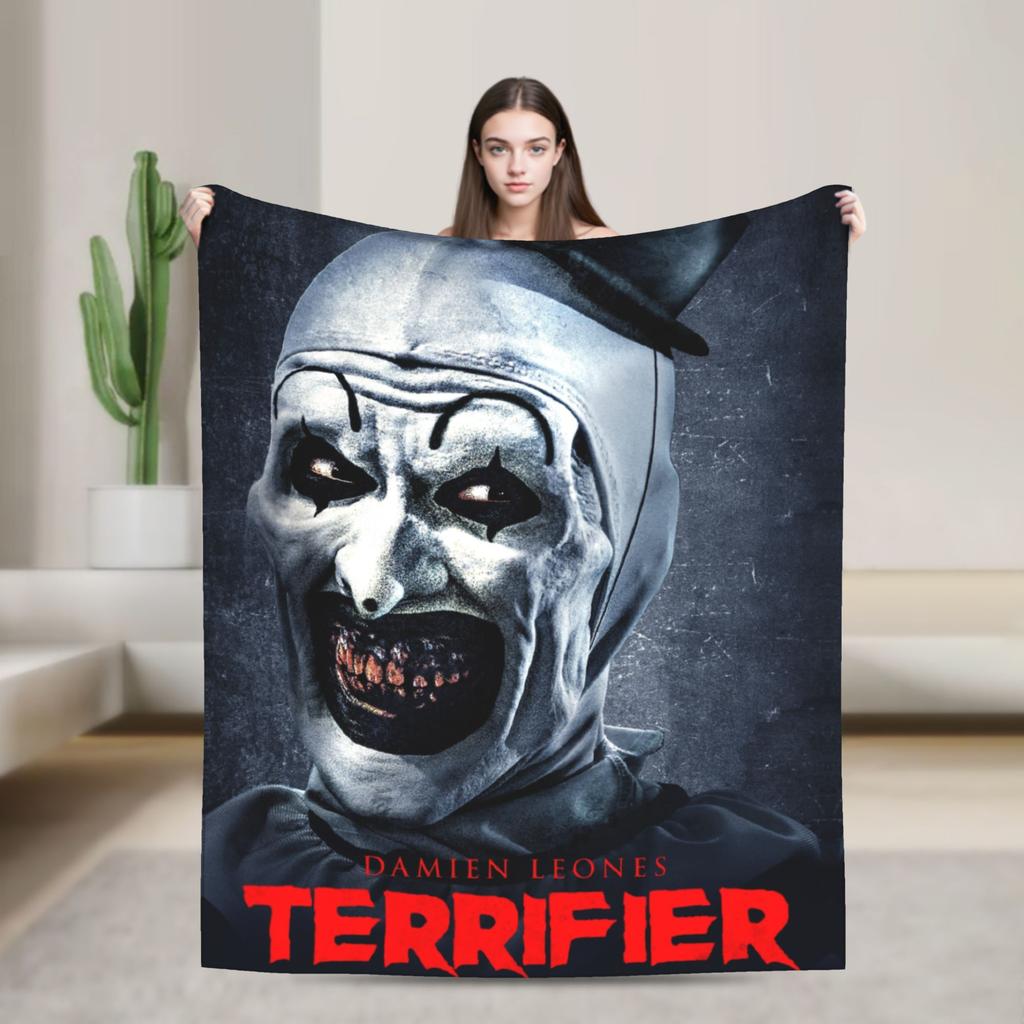 Terrifier Decke Film Kunst Der Clown Camping Flanell Bettwäsche Überwürfe Für Heimdekor Weich Warm Benutzerdefinierte Qualität Tagesdecke Geschenk