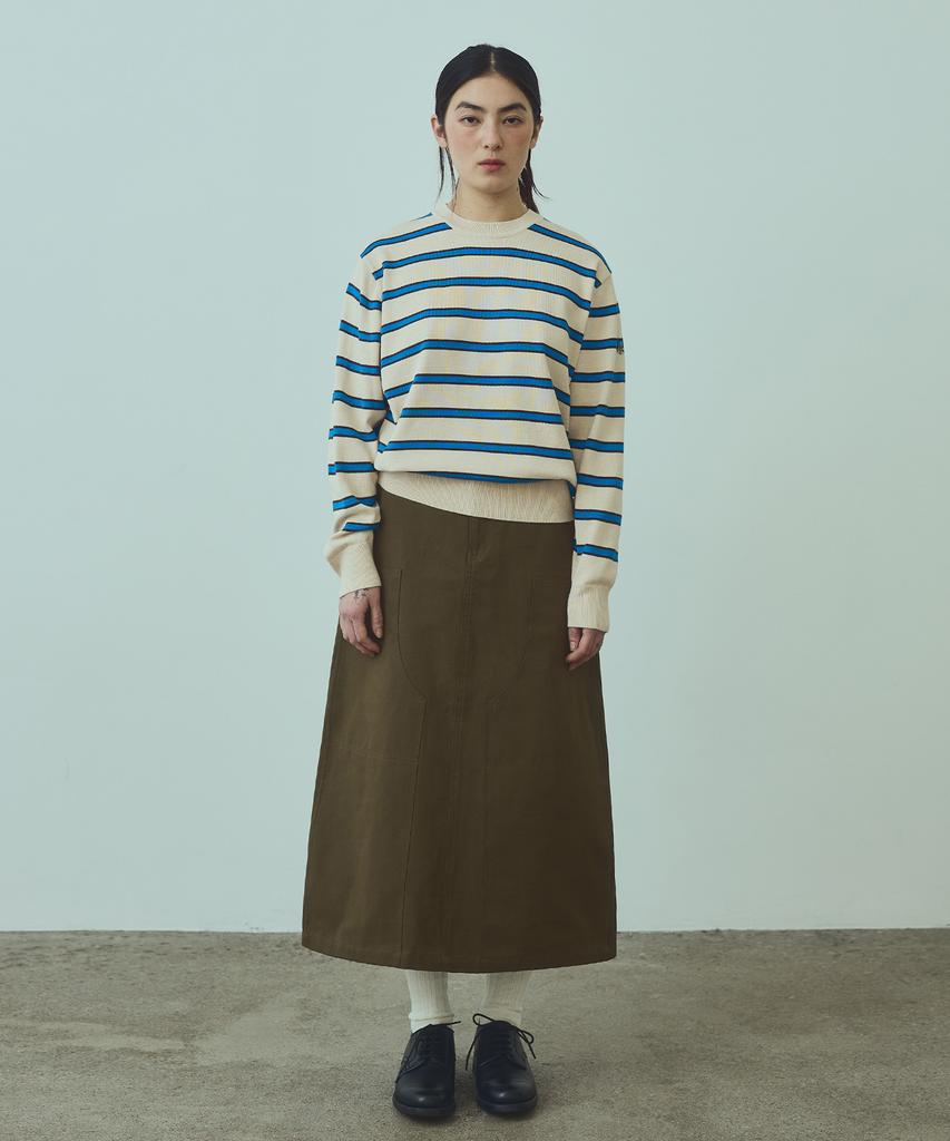 UNIFORM BRIDGE Stripe Crew Neck Knit(Women) Ivory