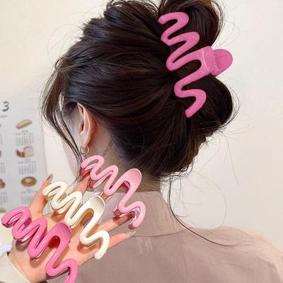 11CM Wave Irregular Geometric Hair Claw Clip For Women Girls Sweety Acetate Wave Hair Clip Hairpin Hair Accessories