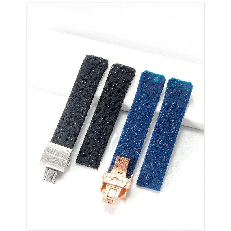 Non-Slip High Elasticity for Tissot T-Touch 21 20mm Black Orange T047 T013 T33 Special Interface Anti-Aging Silicone Watch Strap