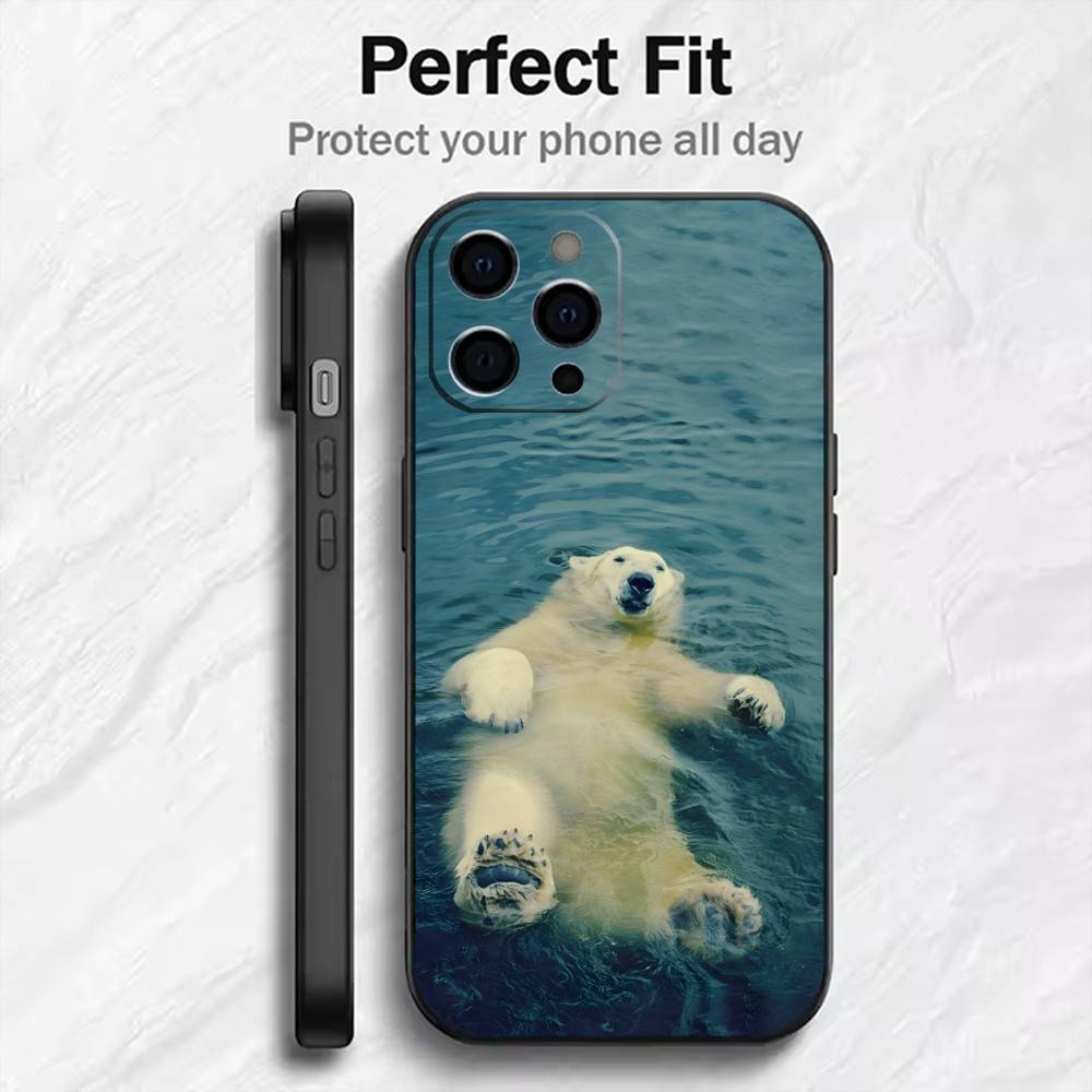 Polar Bear Master of the Arctic Phone Case For iPhone17,16,15,14,13,12 Plus,Max Soft Silicone Black Cover