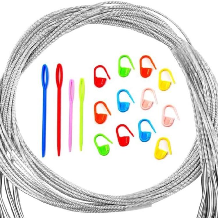 Stainless Steel Knitting Needle 100cm Long With Stitching Markers Great For Handcraft