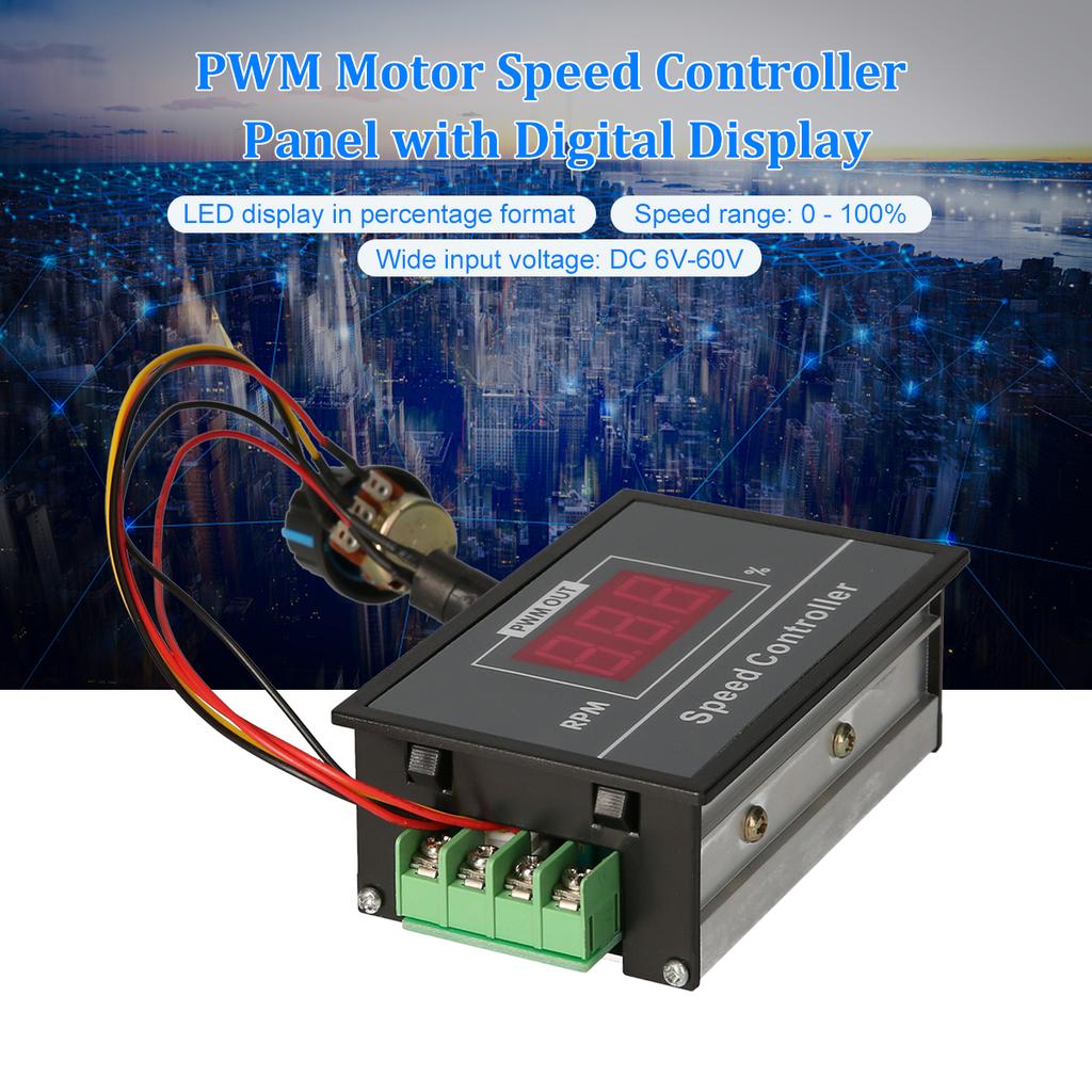 Panou de control al vitezei motorului KKmoon DC6-60V 12V 24V 36V 48V 0-30A PWM cu comutator Start&Stop