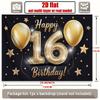 1Pcs Sweet 16 Birthday Golden Balloons Black Decoration Background Birthday Backdrop Decorations For Photo Studio Booth Party