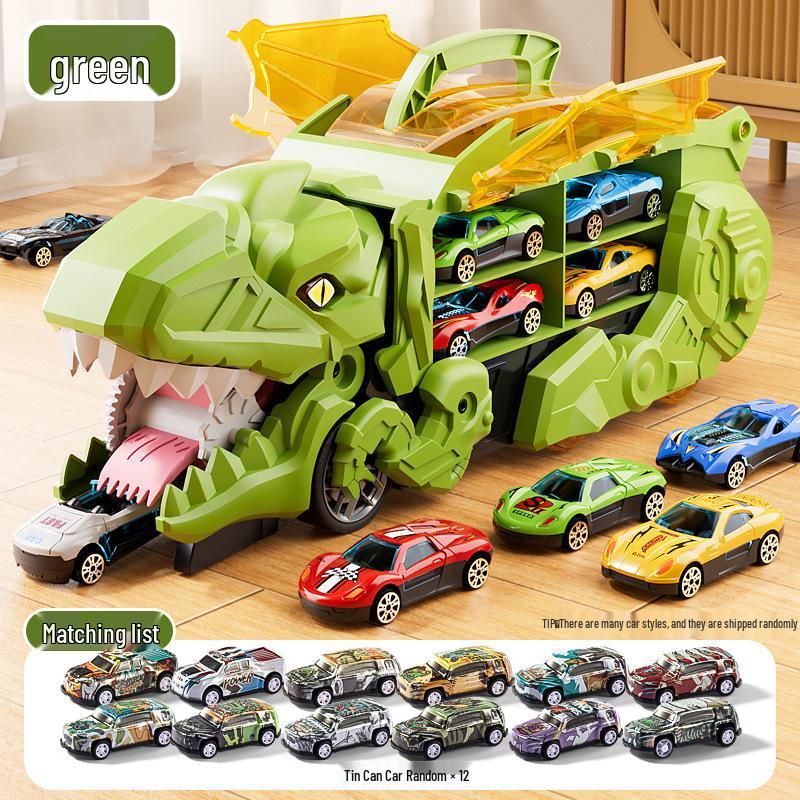 3-in-1 Transforming Dinosaur Toy Car Set for Kids Aged 3-5 with Mini Car Storage