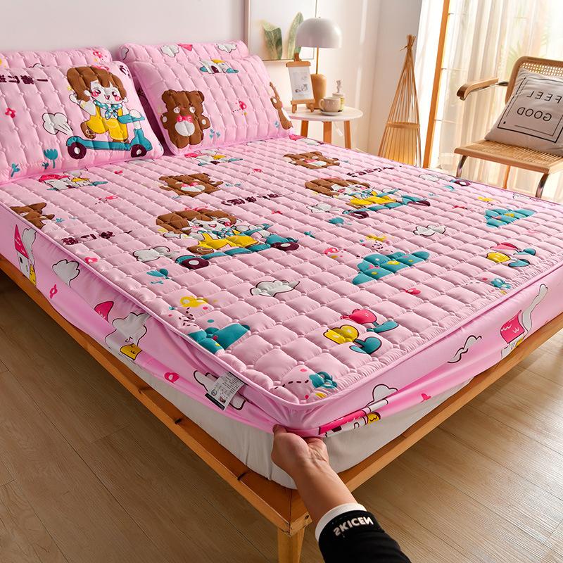 Waterproof Mattress Cover Thick Quilted Fitted Bed Sheet Fashion Printed Bedding Non-slip Sheet Dust Cover