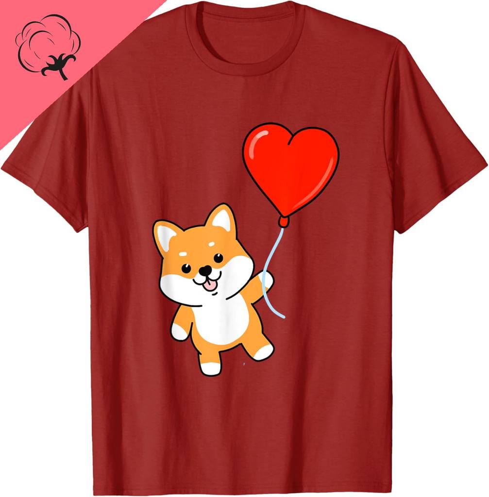Valentinstag Shiba Inu T-Shirt Druck Original Design Geschenke T-Shirts Baumwolle Lustiges Shirt Grafik T-Shirts Camisas Streetwear